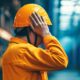 Industriearbeiter hält sich die Ohren zu | Schallschutzkabine